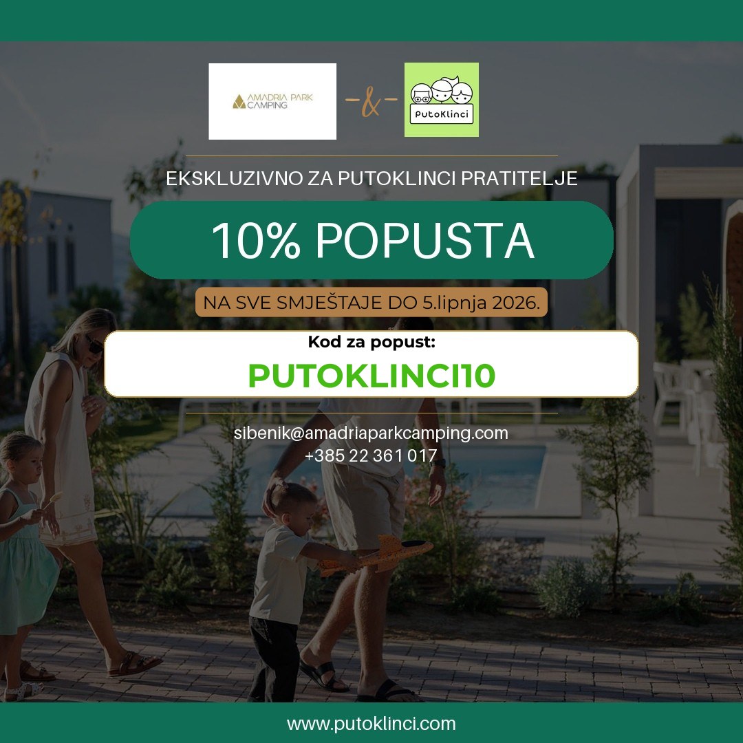 🏕️ Ekskluzivno za vas – 10% popusta u @amadriaparkcampingsibenik ! 🌊
Dogovorili smo promo kod samo za naše pratitelje! ✨
✅ 10% popusta na regularnu flexible cijenu
✅ Vrijedi za vile, mobilne kućice i apartmane
✅ Boravci do 5. lipnja 2026. (uključen i 5.06.)
✅ Aquapark, wellness i sport kao dodatni sadržaji! (popust nije primjenjiv)
🏷️ Kod: PUTOKLINCI10
📩 Javite se direktno kampu s kodom i oni vam šalju ponudu s popustom:
sibenik@amadriaparkcamping.com
📞 +385 22 361 017
🔗 Sve o trenutnim ponudama kampa na linku u biju!
.
.
#amadriapark #campingšibenik #promokod #popust #jadran #campinghrvatska #obiteljskiodmor #aquapark #dalmacija #šibenik #proljetniodmor #putovanjasdjecom #putoklinci